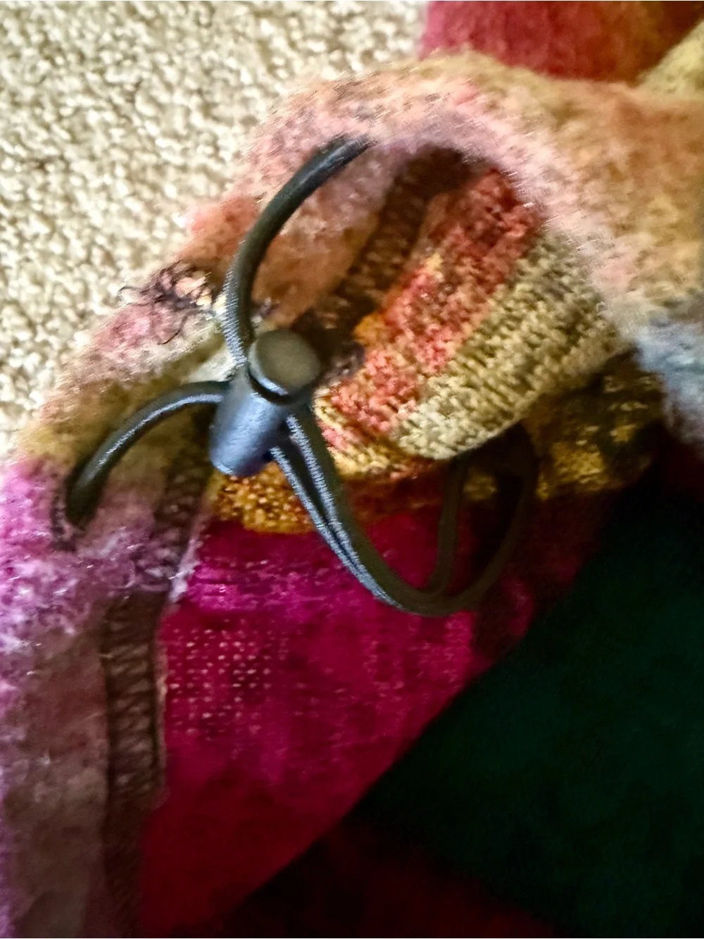 Plaid Multicolor Half-Zip Hoodie Sweatshirt - Pink Teal Mustard - Picture 15 of 15